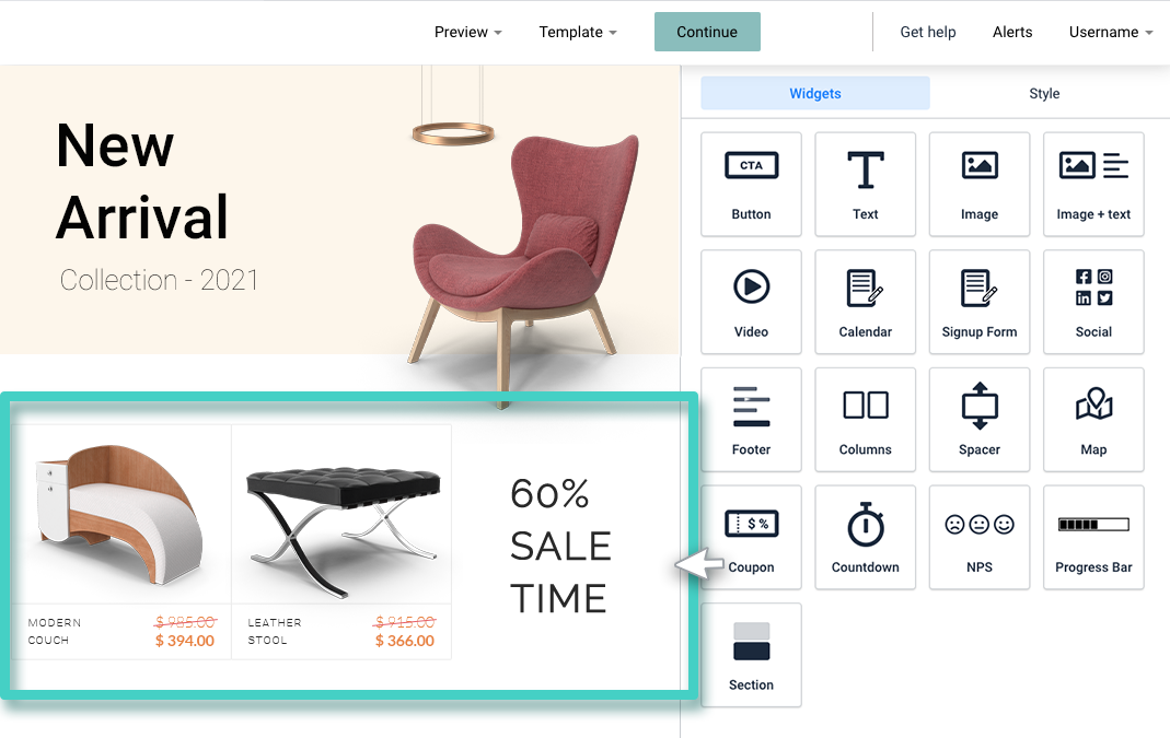 Add functional elements within your specified column widget
