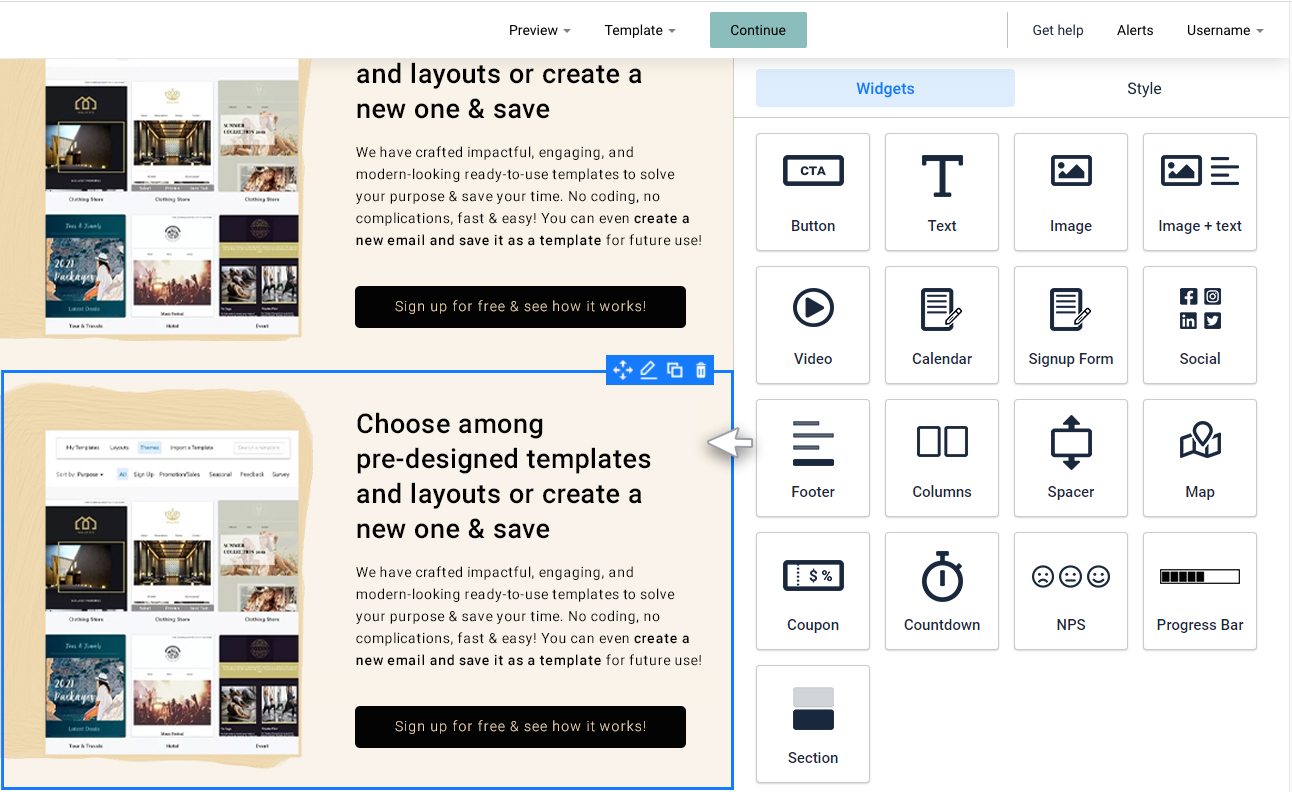 Landing page section. Multiple unique sections in landing page