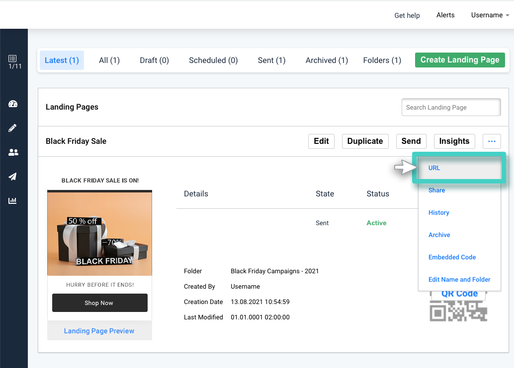 Landing page URL Landing page manager, landing page URL