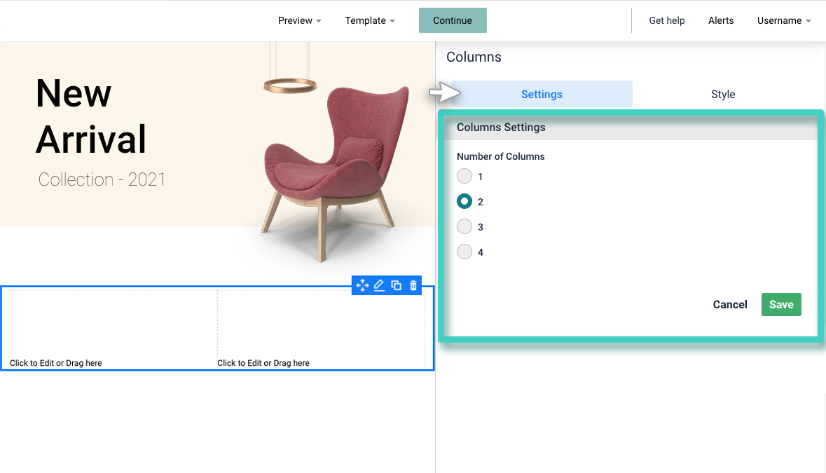 Set number of columns in a landing page design
