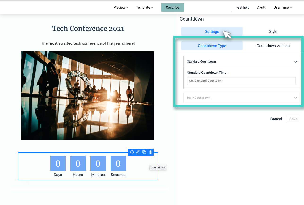 Landing page countdown setting date and time Setting of date and time for countdown in landing page