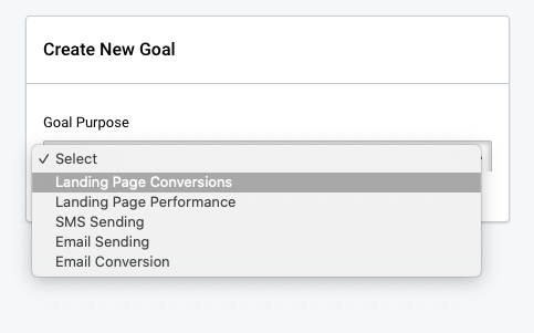 Goal purpose conversion goals Landing page conversion goals. Goal purpose, landing page conversions is selected