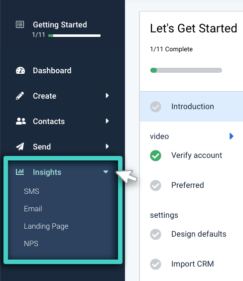 MainBrainer Insights, menu
