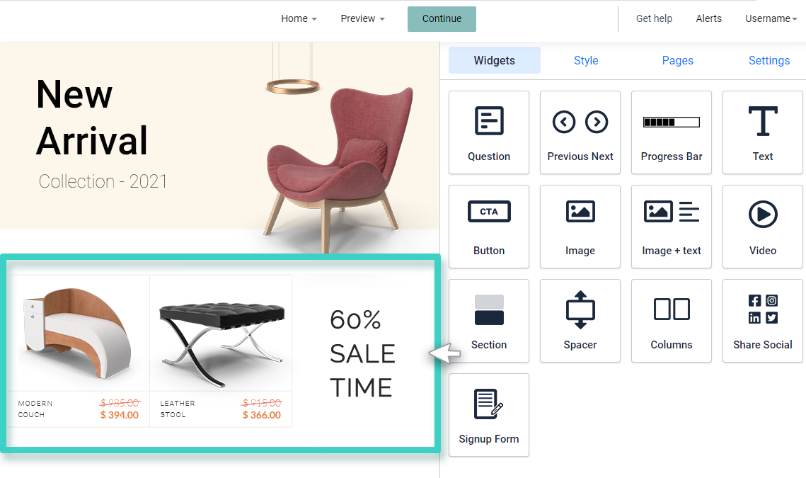 Add functional elements within your specified column widget