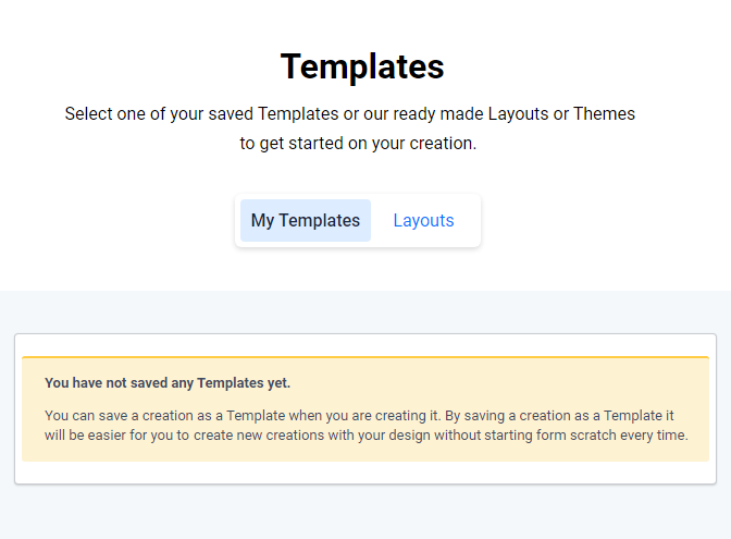Select survey template New survey, templates. There is a no saved templates message