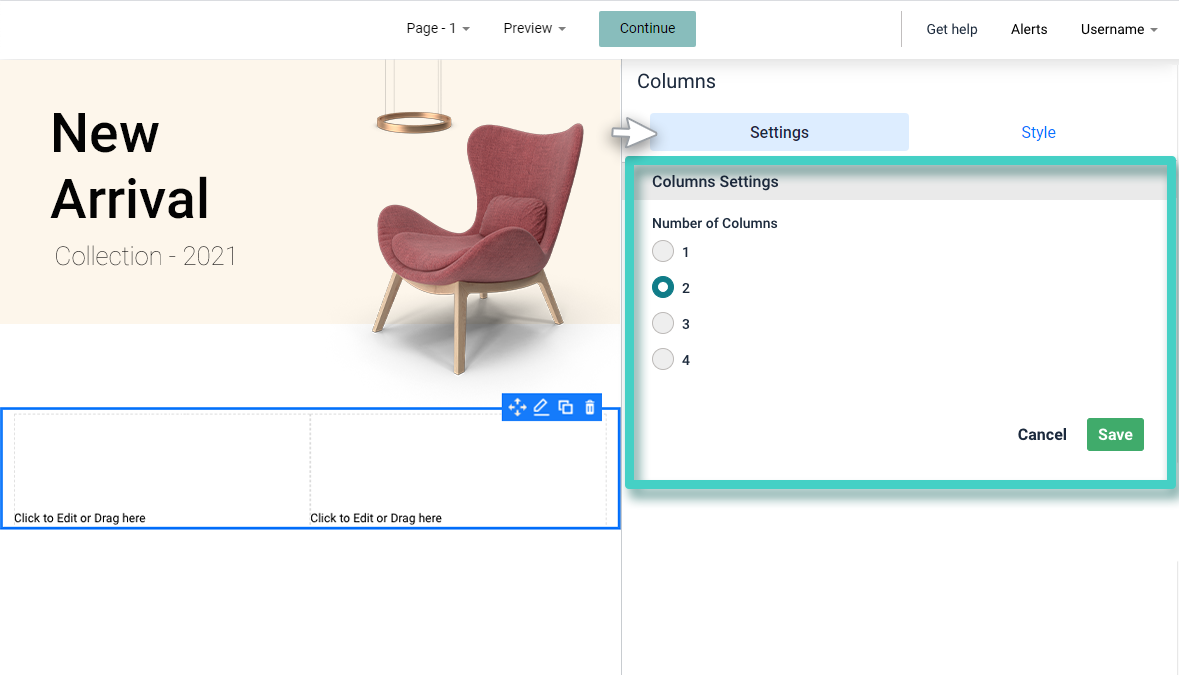 Set number of columns in a Survey design